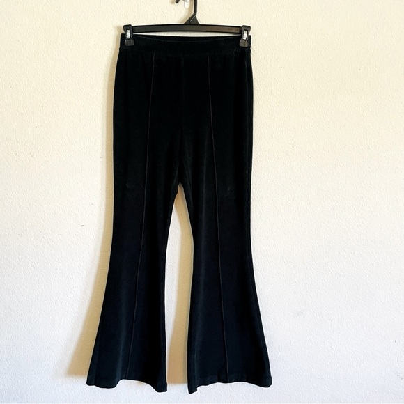 Aerie woman ribbed flared pants size Small reg black minimalist lounging chic - Picture 1 of 7